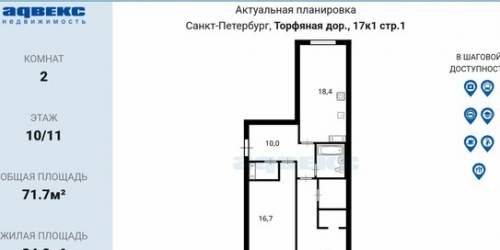 2-комн квартира Торфяная дорога,  д. 17,  к. 1