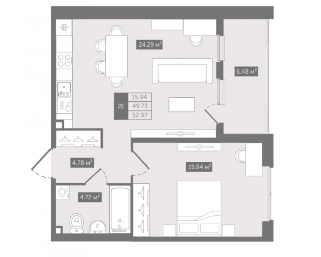 Планировка ЖК Клубный дом N8, 15.94 м2