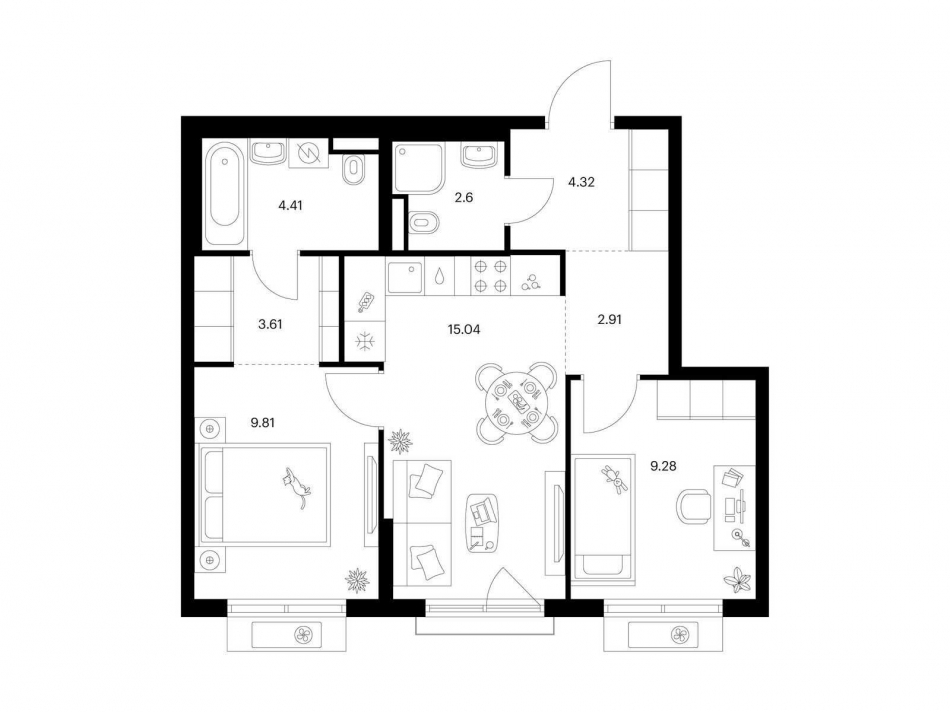 Продажа 2-комн квартиры в новостройке Ильинское-Усово, Ильинский луга, корп.4.1