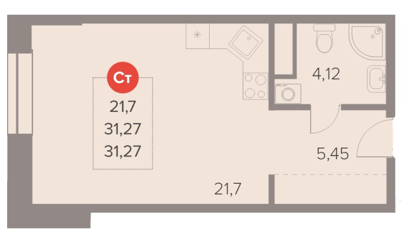 Продажа студии Люберцы г., Октябрьский пр-кт,  к. 1