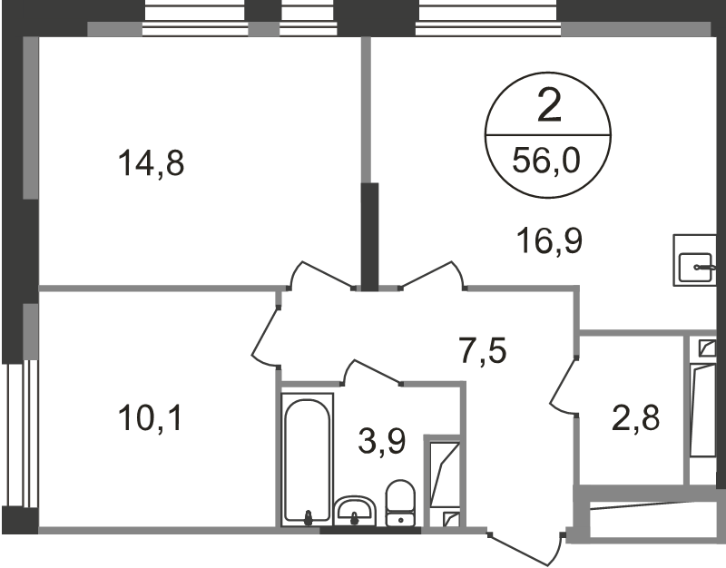 Продажа 2-комн квартиры в новостройке Московский г., Бианки ул.,  к. 9.2