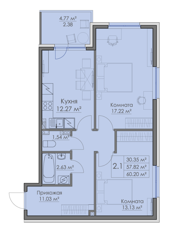 Продажа 2-комн квартиры в новостройке Выборг г., Адмирала Чичагова наб.,  к. Порвоо