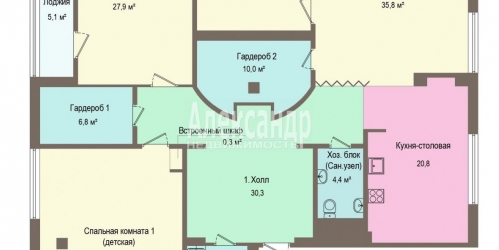 4-комн квартира Морской просп.,  д. 15,  к. 1