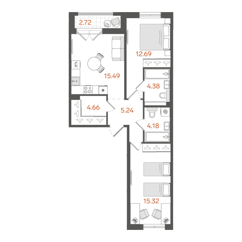 Продажа 2-комн квартиры в новостройке Санкт-Петербург г., Обводного кан. наб.,  к. 1
