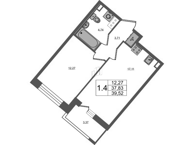 Продажа 1-комн квартиры в новостройке Санкт-Петербург г., Октябрьская наб.,  к. 2