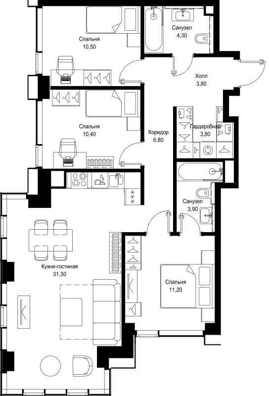 Продажа 3-комн квартиры в новостройке Москва г., Вишнёвая ул.,  к. 3