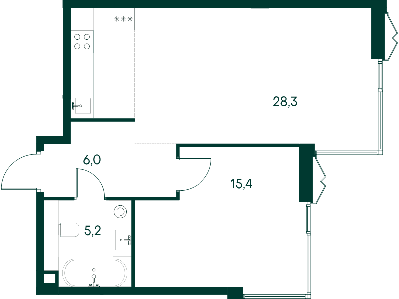 Продажа 1-комн квартиры в новостройке Москва г., Чкаловский б-р,  к. 3.1