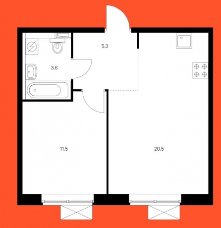 Планировка ЖК Никольские луга, 11.5 м2