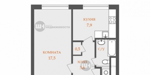1-комн квартира улица Буренина,  д. 1