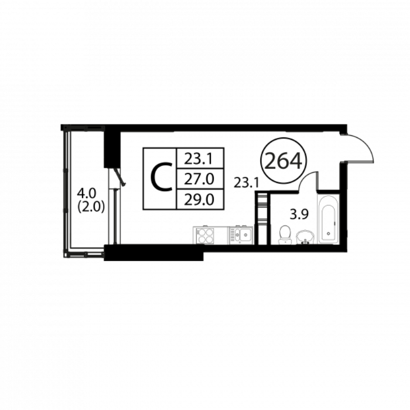 Продажа студии Домодедово с., Жуковского ул.,  к. 1