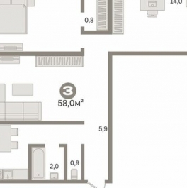 Продажа 3-комн квартиры на вторичном рынке Келози, 41К-023,  д. 6