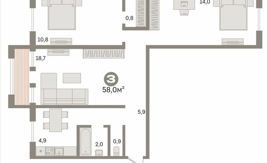 Продажа 3-комн квартиры на вторичном рынке Келози, 41К-023,  д. 6