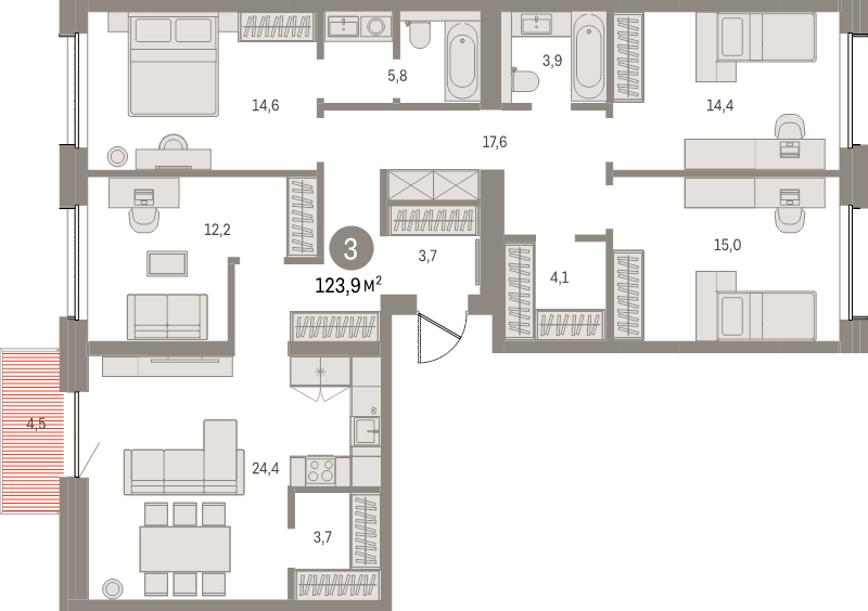 Продажа 4-комн квартиры в новостройке Санкт-Петербург г., Головнина б-р,  к. 2-2
