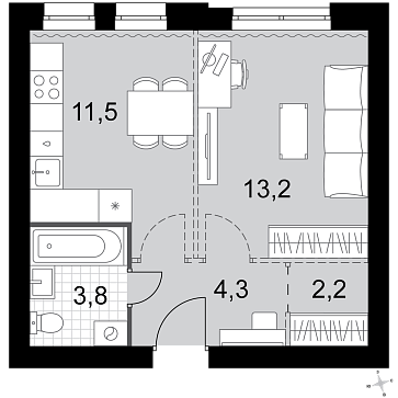 Продажа 1-комн квартиры в новостройке Докукино д., Цветочная ул.,  к. 1.1