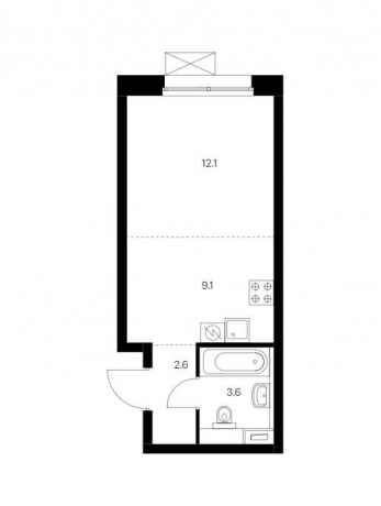 Планировка ЖК Аэронавт, 21.2 м2