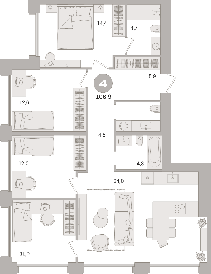 Продажа 4-комн квартиры в новостройке Москва г., Дубининская ул.,  к. 1