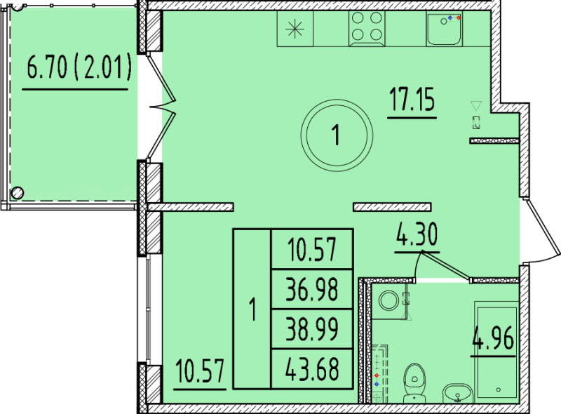 Продажа 1-комн квартиры в новостройке Шушары п., Кокколевская ул.,  к. 1