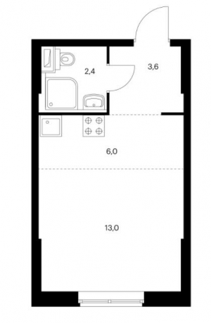 Планировка ЖК Михайловский парк, 19 м2
