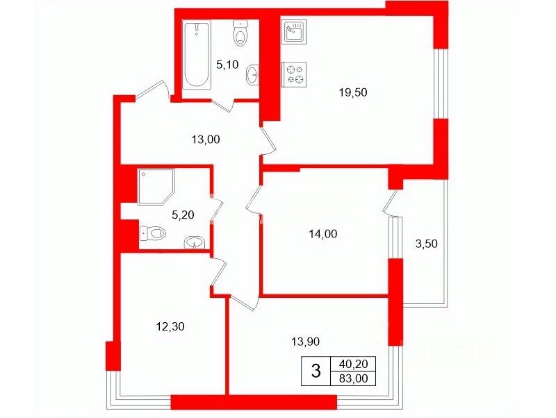 Продажа 3-комн квартиры на вторичном рынке 5-й Предпортовый проезд, 2