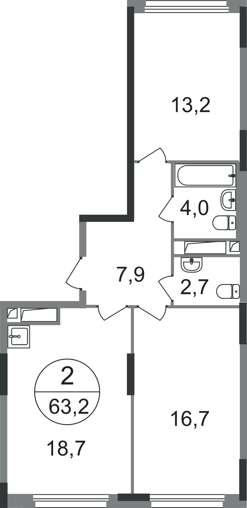 Продажа 2-комн квартиры в новостройке Рассказовка д., Бориса Пастернака ул.,  к. 13.1