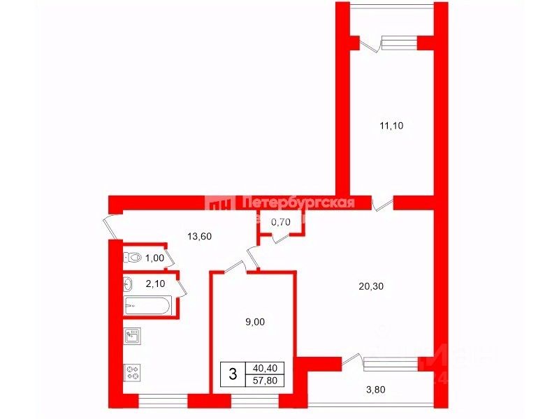 Продажа 3-комн квартиры на вторичном рынке улица Коллонтай, 45К2