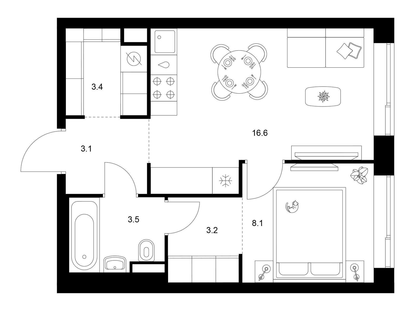Продажа 1-комн квартиры в новостройке ш. Алтуфьевское, корп.1.1