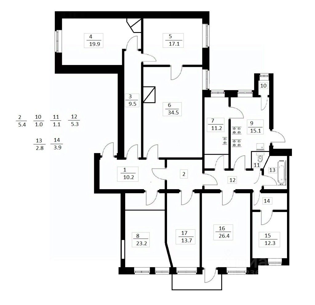 Продажа 6-комн квартиры на вторичном рынке улица Рубинштейна, 23