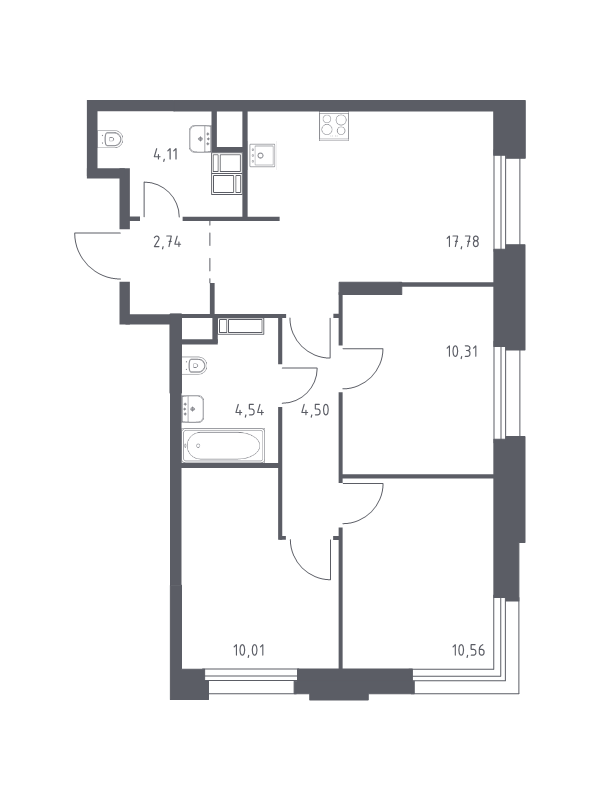 Продажа 3-комн квартиры в новостройке Дудкино д., Цветочная ул.,  к. 2.3