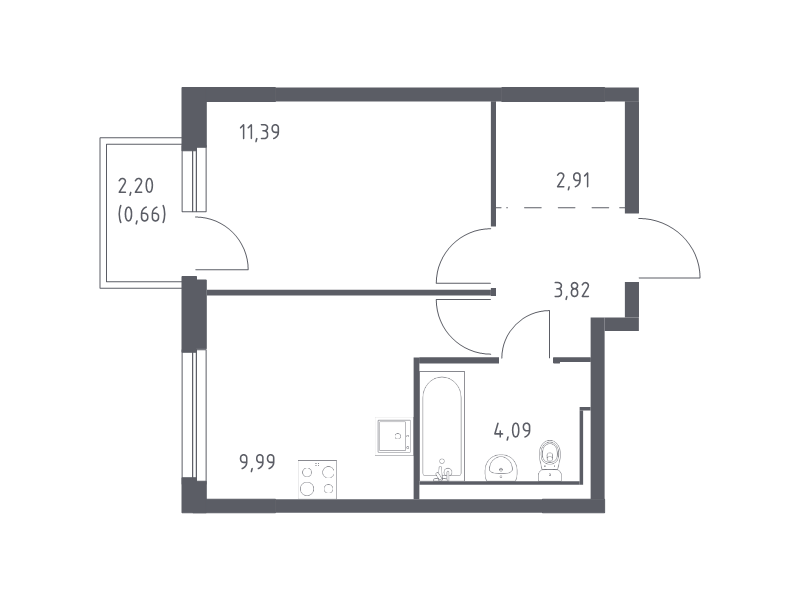 Продажа 1-комн квартиры в новостройке Новосаратовка д., Покровская Дорога ул.,  к. 1.3