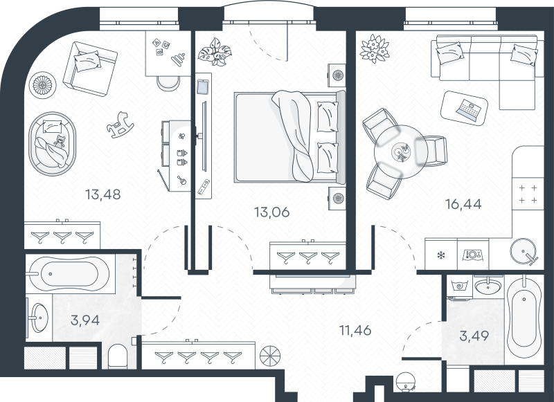 Продажа 2-комн квартиры в новостройке Санкт-Петербург г., Гаванская ул.,  к. 1