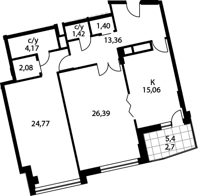 Планировка ЖК Утесов, 51.16 м2