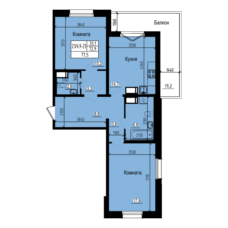 Продажа 2-комн квартиры в новостройке Парголово п., Заречная ул.,  к. 2