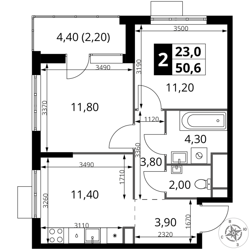 Продажа 2-комн квартиры в новостройке Химки г., Олимпийская ул.,  к. 1.3