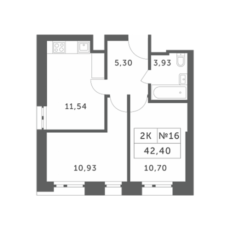 Планировка ЖК Спутник, 21.63 м2