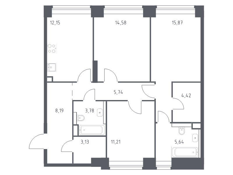 Продажа 3-комн квартиры в новостройке Москва г., Генерала Дорохова пр-кт,  к. 1