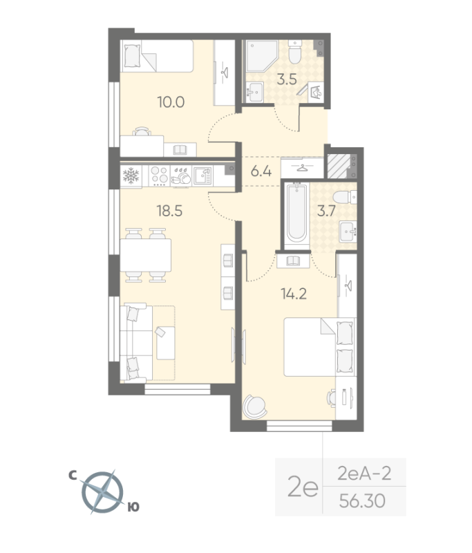 Продажа 2-комн квартиры в новостройке Шушары п., Пулковское ш.,  к. 2