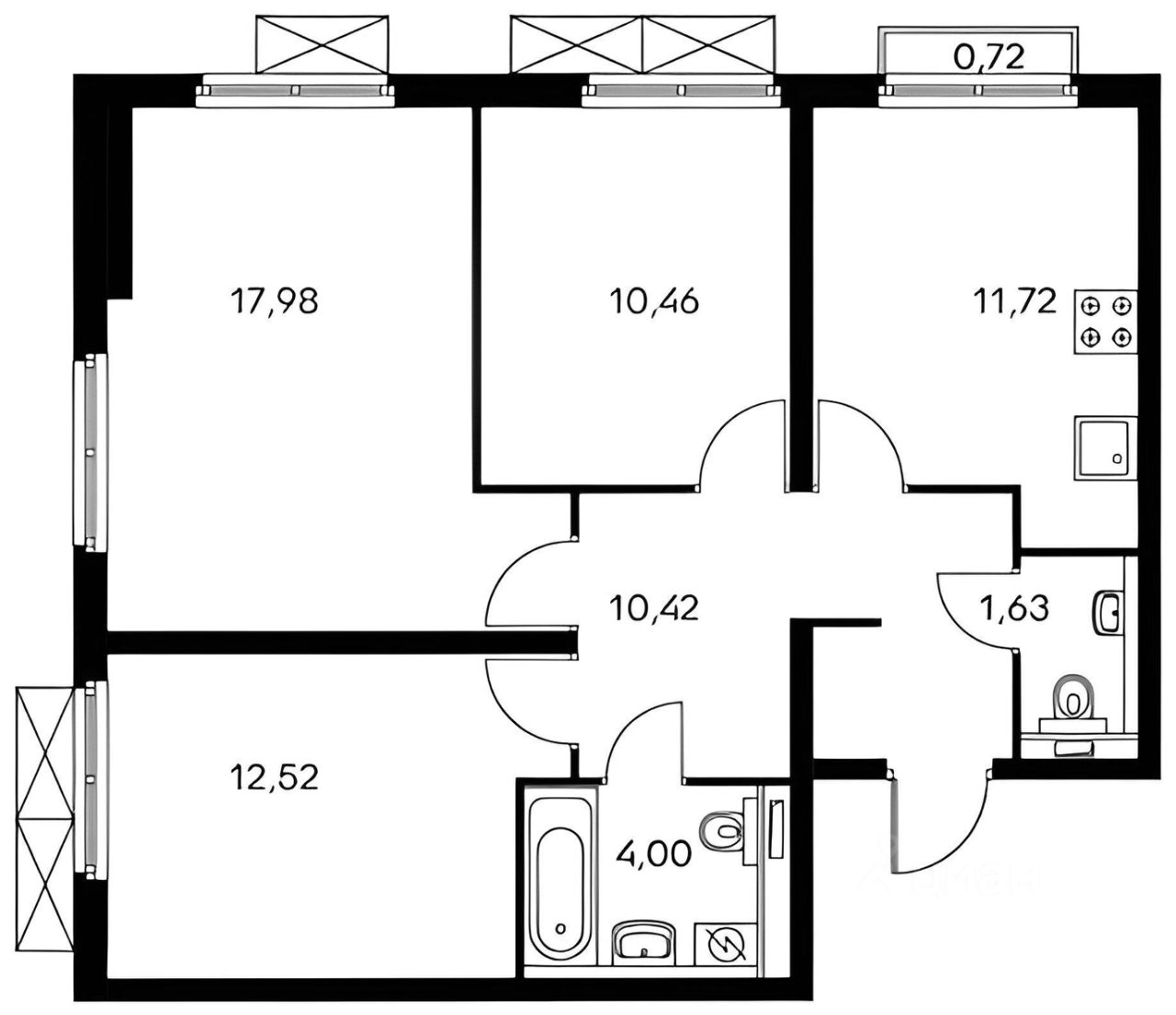 Аренда 3-комн квартиры на вторичном рынке Большая Филевская улица, 3к4