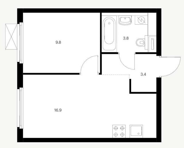 Планировка ЖК Кудровский парк, 9.8 м2