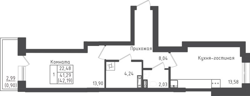 Продажа 1-комн квартиры в новостройке Рыбаки д., Центральная ул.,  к. 1