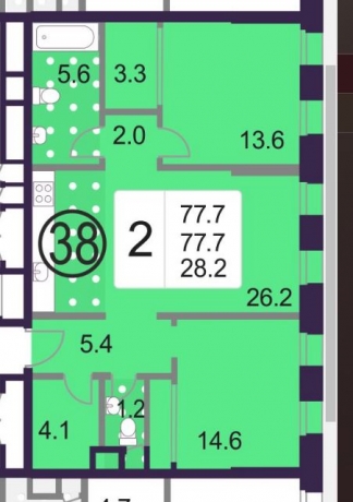 Планировка ЖК Хорошевский, 28.2 м2