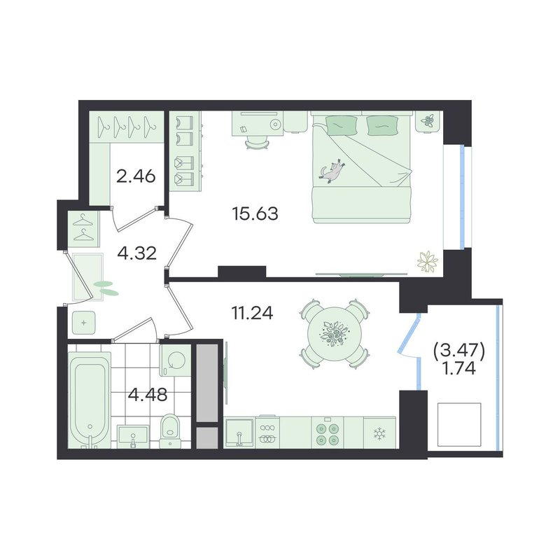 Продажа 1-комн квартиры в новостройке Сосновый Бор п., Объездная Дорога ул.,  к. 1