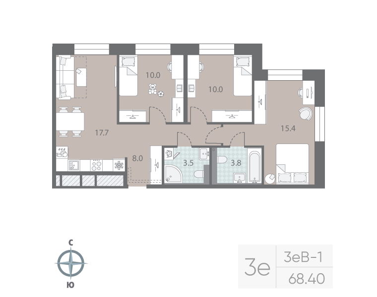 Продажа 3-комн квартиры в новостройке Санкт-Петербург г., Партизанская ул.,  к. 10