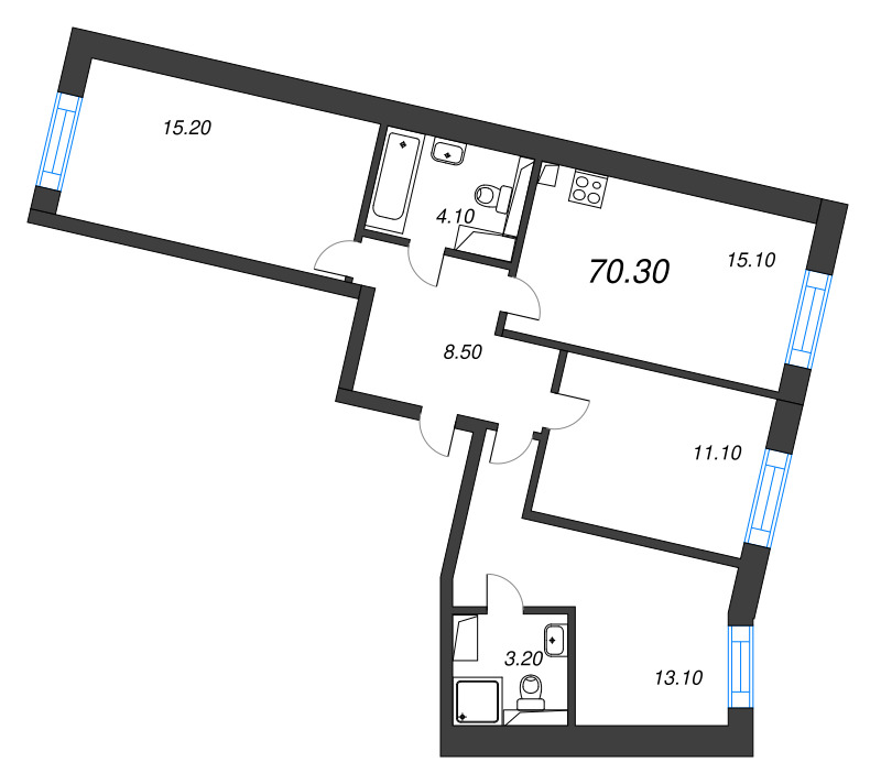 Продажа 3-комн квартиры в новостройке Санкт-Петербург г., Партизанская ул.,  к. 9