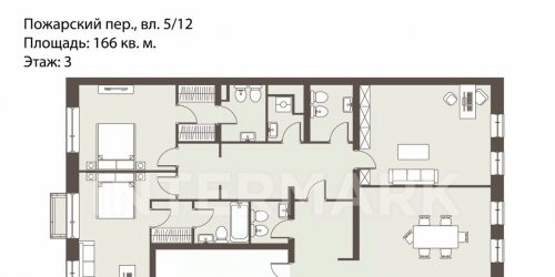 4-комн квартира Пожарский пер,  д. 3