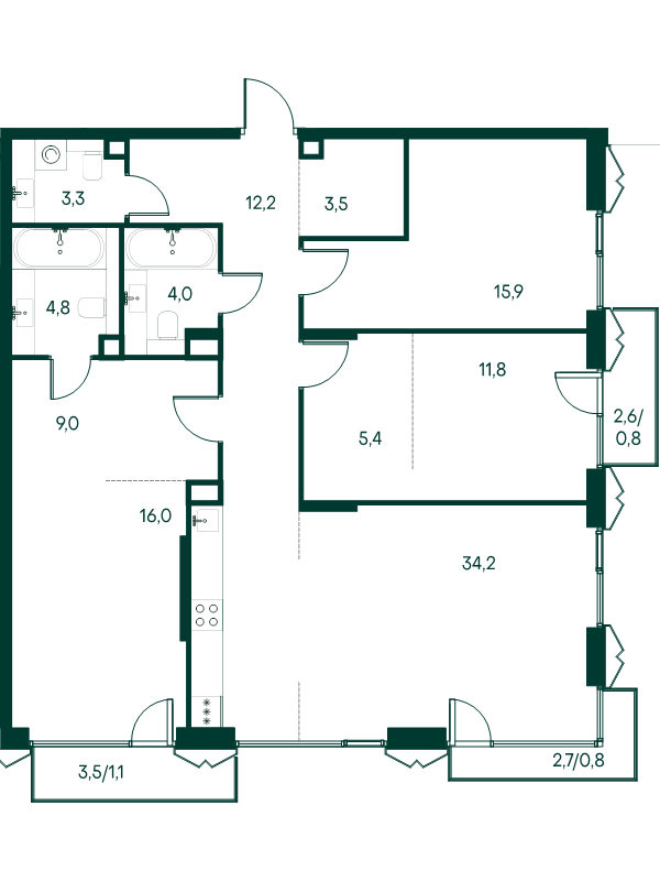 Продажа 3-комн квартиры в новостройке Москва г., Чкаловский б-р,  к. 3.1