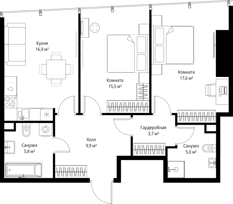 Продажа 2-комн квартиры в новостройке Москва г., 1-й Красногвардейский проезд,  к. 1