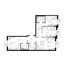 Продажа 3-комн квартиры в новостройке Москва г., Ильменский проезд,  к. 1.1.7