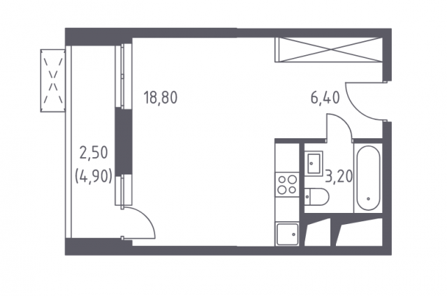 Планировка ЖК Спутник, 25.4 м2