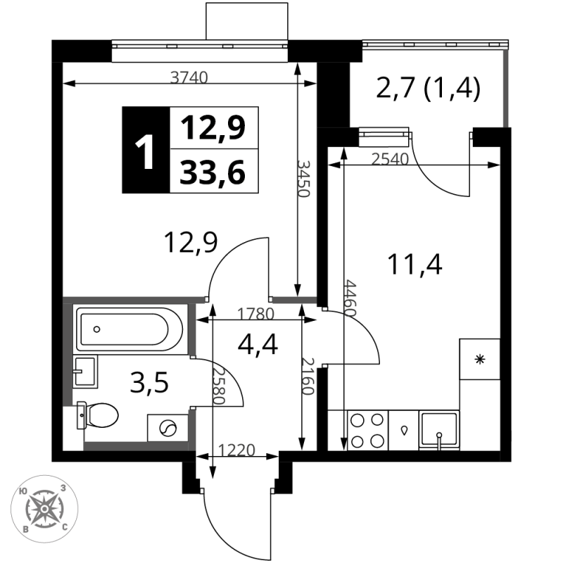 Продажа 1-комн квартиры в новостройке Химки г., Комсомольская ул.,  к. 5