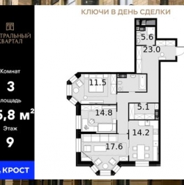 Продажа 3-комн квартиры на вторичном рынке улица Маршала Новикова